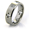 7mm Brushed Titanium Ring with Diamonds and Crosses