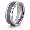 8mm Pipe Cut Tungsten Ring with Coffee Tungsten Inlay