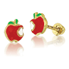 Snow White Apple Stud Earrings - 14kt Yellow Gold