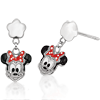 Flower Stud Earrings with Dangling Minnie - Sterling Silver