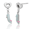 Cinderella Open Heart with Dangle Slipper Earrings - Sterling Silver