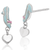 Cinderella Slipper with Dangling Heart Earrings - Sterling Silver
