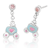 Cinderella Dangling Pumpkin Coach Earrings - Sterling Silver