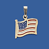 9/16in American Flag Pendant - 14kt Gold