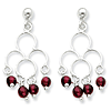 Drop Garnet Earrings - Sterling Silver