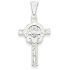 14kt White Gold 1in Satin Claddagh Cross Pendant