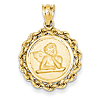 14kt 11/16in Satin Angel in Bezel Charm