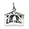 7/16in Antiqued Manger Charm - Sterling Silver