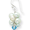 Sterling Silver Freshwater Cultured Pearl & Blue Crystal Dangle Earrings