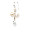 Sterling Silver White Cultured Button Pearl/Crystal Earrings