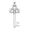 2in Sterling Silver Heart Design Key Pendant