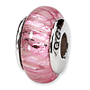 Sterling Silver Reflections Pink Hand-blown Glass Bead