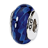 Sterling Silver Reflections Blue Hand-blown Glass Bead