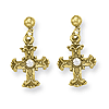 Gold-tone Crystal Cross Post Earrings