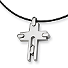 Stainless Steel Cross 1in with Leather Cord