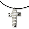 Stainless Steel Cross 1 3/8in with Leather Cord