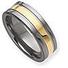 8mm Tungsten Ring with Gold Plating and Grooves