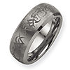 8mm Tungsten Ring with Laser Design and beveled Edges