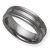 7mm Tungsten Ring Grooved with Ridged Edges