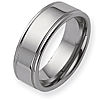 8mm Tungsten Ring with Grooved Edges
