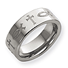 8mm Flat Tungsten Ring with Cross and Ichthus