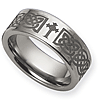 8mm Flat Tungsten Ring with Laser Design and Ridged Edges