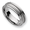 7mm Tungsten Ring with Grooves Brushed Finish