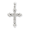 14kt White Gold 7/8in Diamond Filigree Cross Pendant