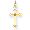 14kt 9/16in Small AA Diamond Budded Cross Pendant