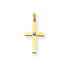 14kt 11/16in Polished .01ct. Diamond Cross Pendant