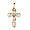 14kt & Rhodium 7/8in Diamond Cross Pendant