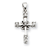 14kt White Gold 9/16in Diamond Cross Pendant