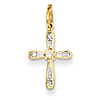 14kt & Rhodium 1/2in Diamond Cross Charm