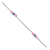 10in Pink & Teal Crystals Beaded Box Anklet