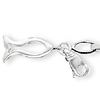 Ichtus Dangle Bracelet 7.5in - Sterling Silver