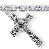 Men's Antiqued Cross Rolo Bracelet 8in - Sterling Silver