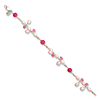 7.5 inch Sterling Silver Strawberry Quartz/Pink Cultured Pearl/Crystal Bracelet