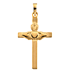 14K Gold Claddagh Cross 22.5x15mm
