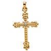 14K Gold Hollow Diamond Cross 29x20mm
