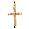 14K Gold Hollow Diamond Cross 29x19mm