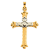 Hollow Claddagh Cross 32.5x23.5mm - 14KTT Gold