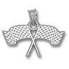 Crossed Flags 1/2in Sterling Silver Pendant
