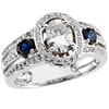 9/10 CT Moissanite Sapphire and Diamond Ring - Clearance