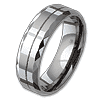 Beveled 6mm Tungsten Ring with Facets and Groove