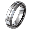 Beveled 6mm Tungsten Ring with Flat Facets and Groove