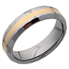 Beveled 6mm Tungsten Wedding Band with Flat Facets and 18KT Gold Inlay