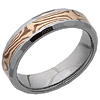 Beveled 6mm Tungsten Wedding Band with Flat Facets and Shakudo and 14kt Gold Inlay