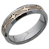 Beveled 6mm Tungsten Wedding Band with Flat Facets and Shakudo and Sterling Silver Inlay