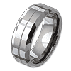Beveled 8mm Tungsten Ring with Facets and Groove