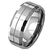 Beveled 8mm Tungsten Ring with Flat Facets and Groove